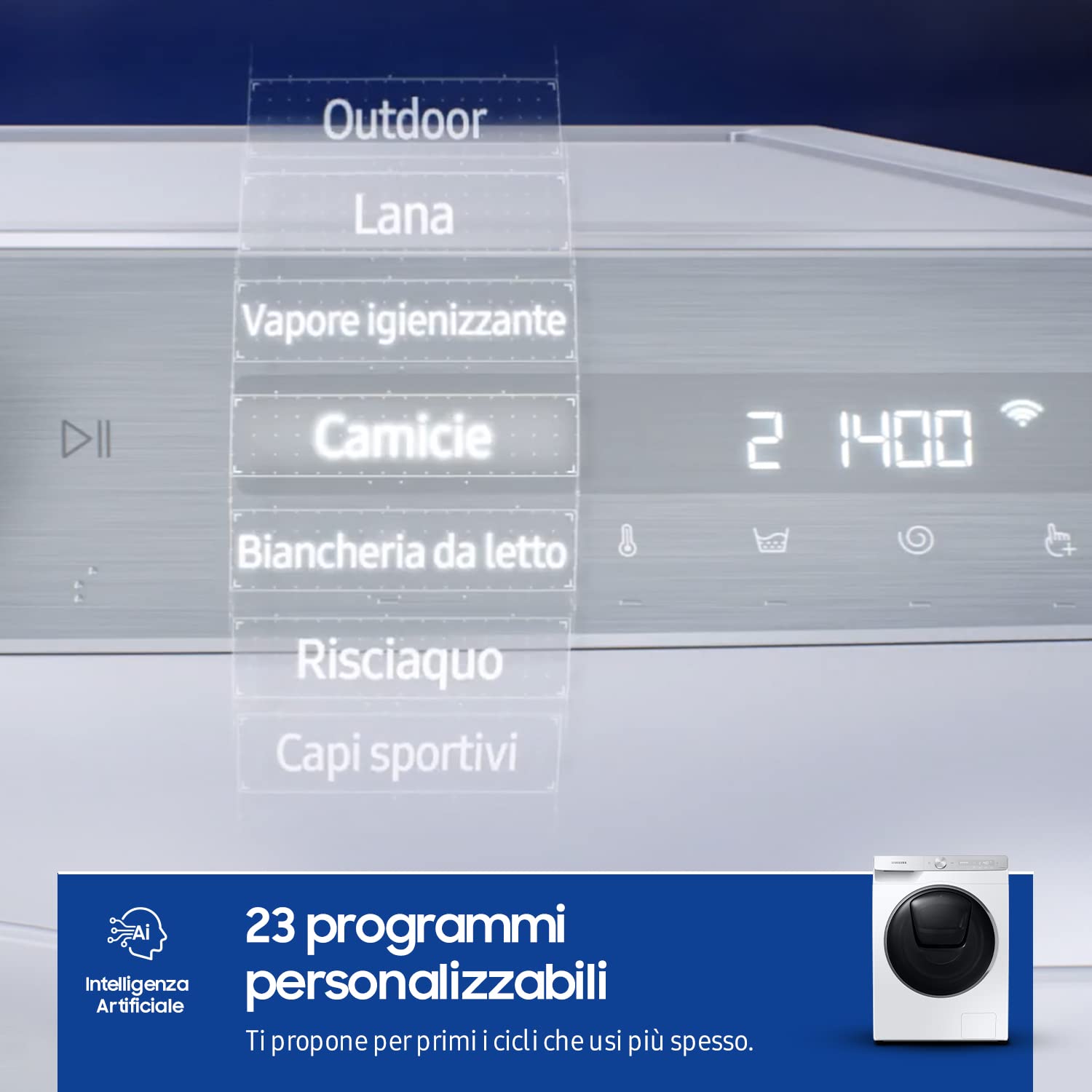 Samsung Lavasciuga Ai Control QuickDive™, WD90T954DSH/S3, Libera installazione, 9+6 Kg, 1400 RPM, Classe A/E, WI-FI, Vapore, Caricamento Frontale, 60l x 85h x 65p cm