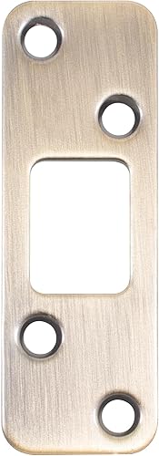 Round Corner Cerrojo placa de golpeo, 1-14" x 3-58", 2-12" de centro a centro, cromo satinado por Stone Harbor Hardware