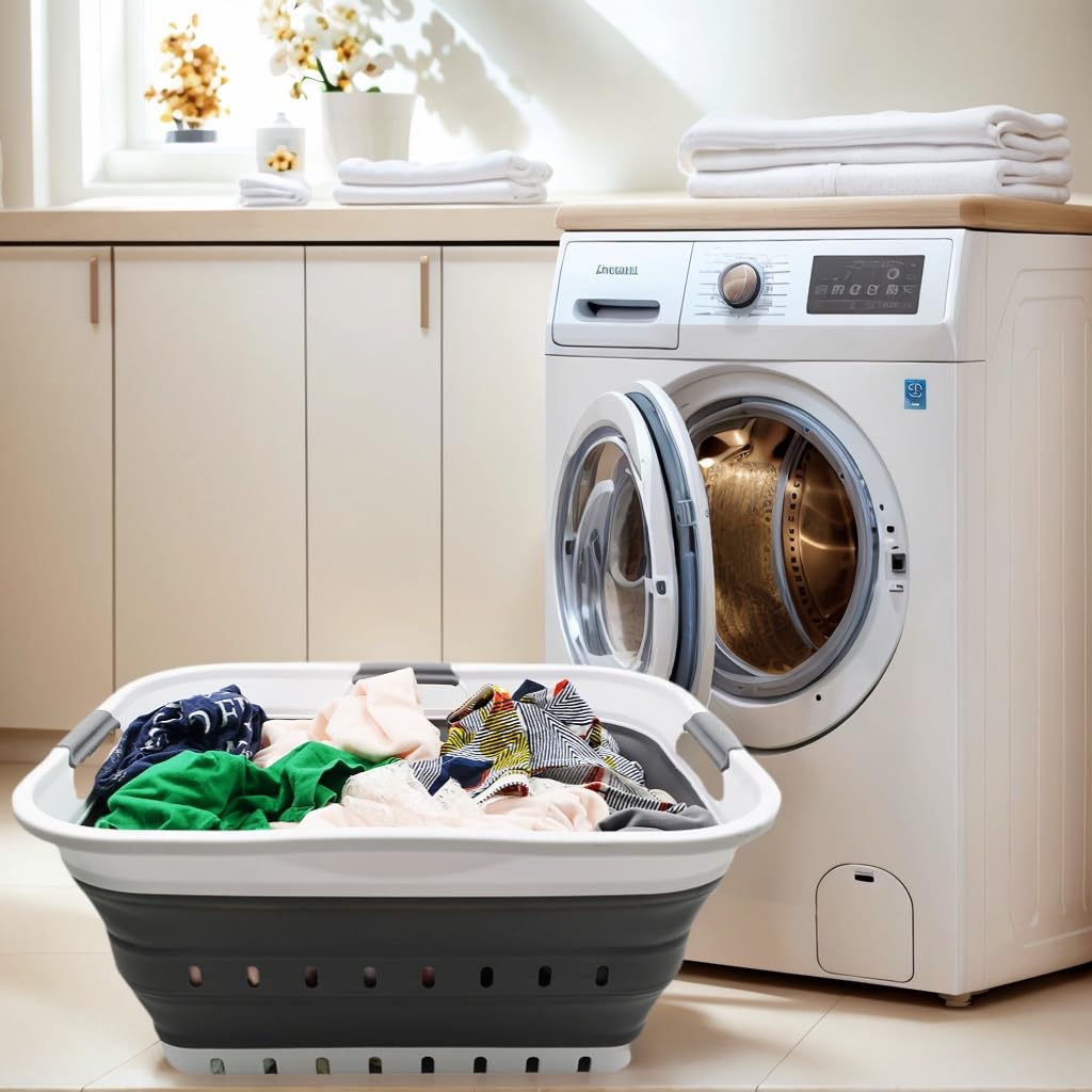 Panier Linge Pliable En Plastique SAMMART 42 L - Conteneur De Rangementorganisateur Pliable Bac Linge Portable Panier Gain De Place Bla~p105320686