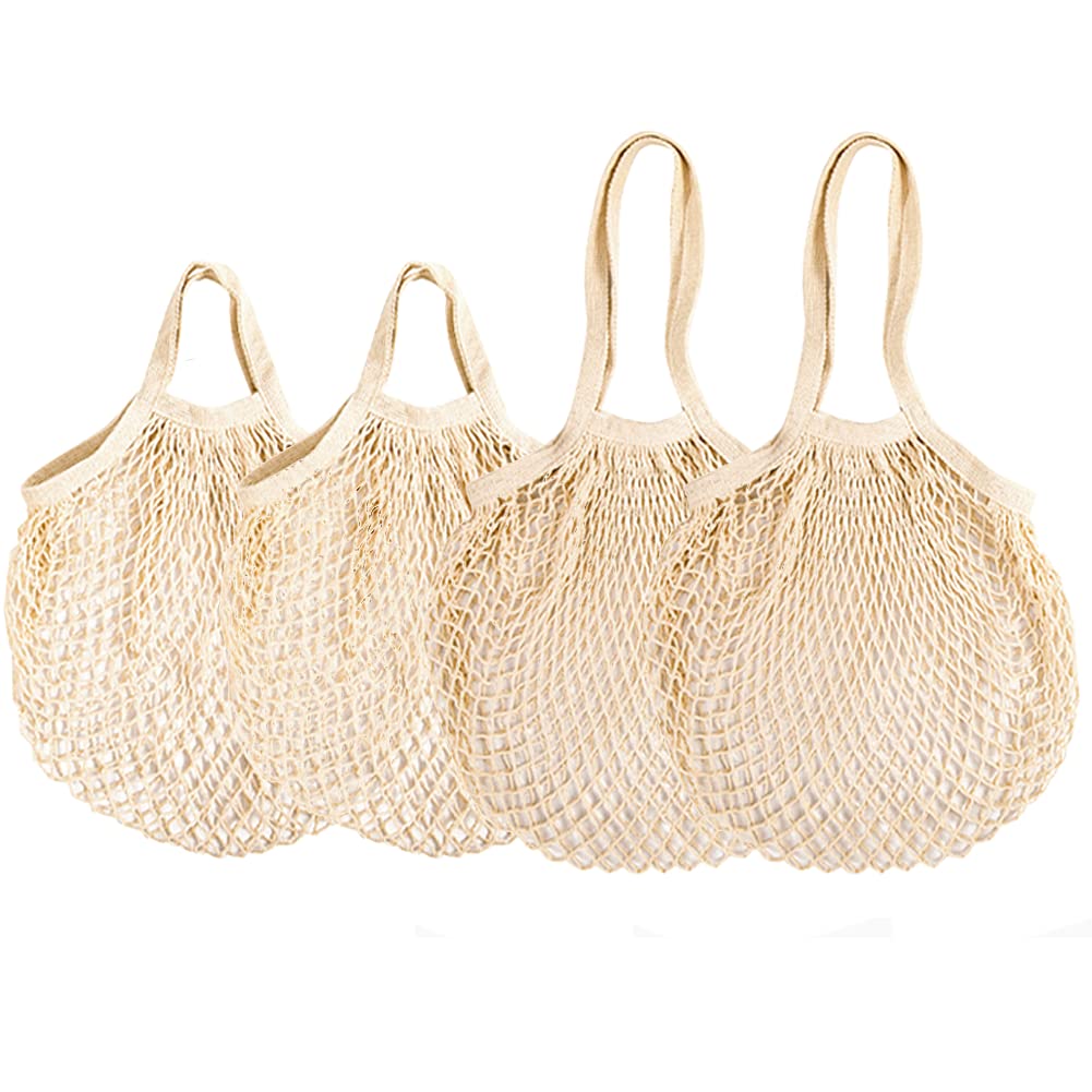 Yiplus Reusable Produce Bags, 2 Pack Organic Cotton Net Bag Mesh Tote Bag for Vegetables