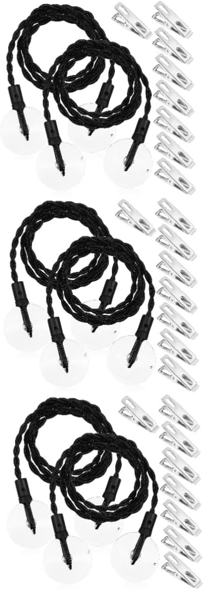 GLEAVI 3sets Portable Travel Clotheslines with Hooks Suction Cups Includes Clothes Clips Camping Accessories for Indoor Outdoor Use 2pcs*3