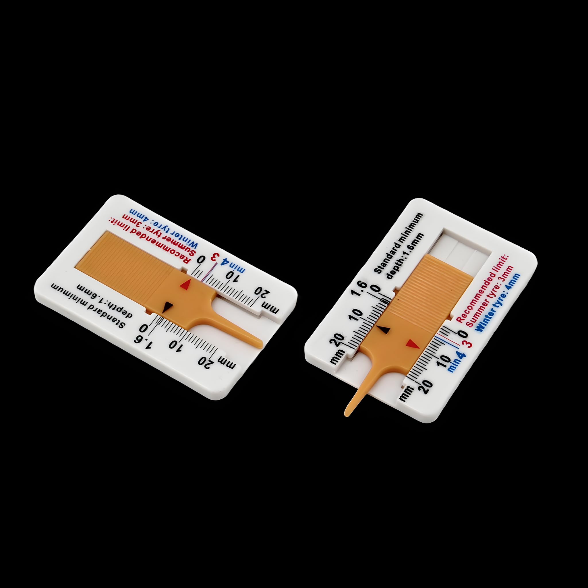 (Pack of 2) Car Van Tyre Tire Depth Gauge Measure Tool Meter Vernier Depth Caliper Tread Scale