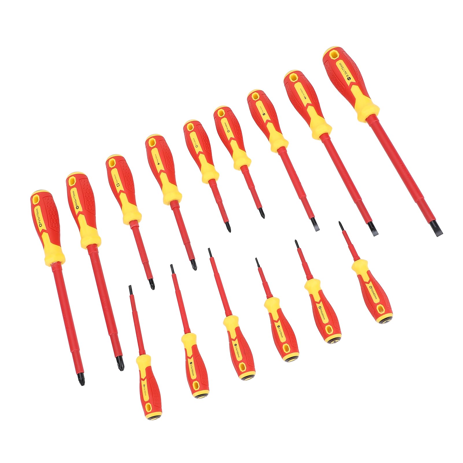 Juego de 15 destornilladores aislados para electricistas de 1000 V, juego profesional de destornilladores eléctricos con hojas de cromo-vanadio y mango ergonómico acolchado, ideal