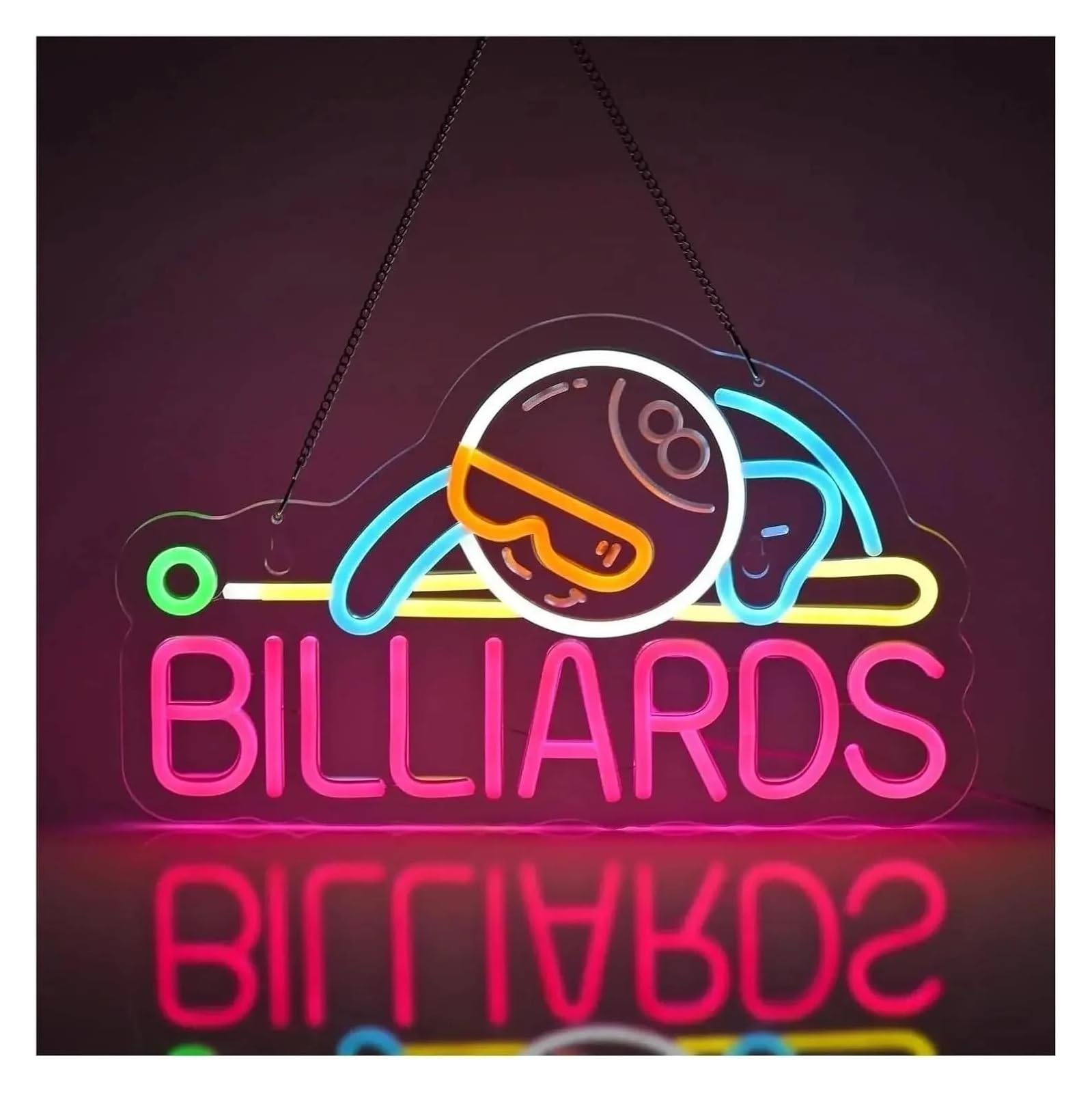 LEMST Signs Lamp Billiards Neon Sign USB Dimmable Neon Light Sign for Billiard Hall Bar Mall Bedroom Living Room Wall Decor Party 40x24cm