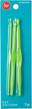 Boye Plastic Knit Repair Hook and Stitch Fixer Kit, 3pc, Sizes D,H, and K, 3 Piece