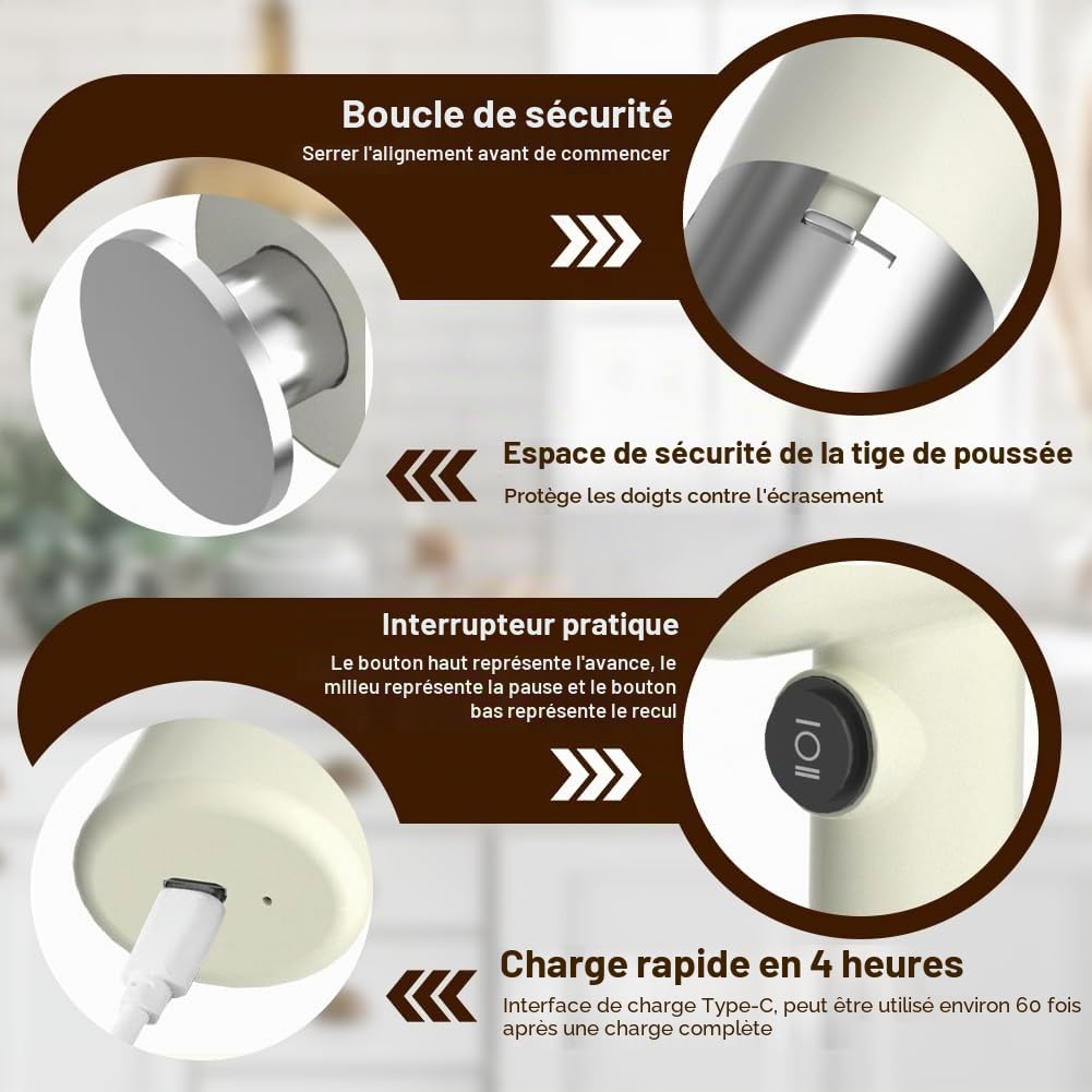 Machine à Pâtes Électrique Sans Fil Portable 40W, Presse à Pâtes Automatique avec 5 Moules, Spaghetti Nouilles Maison, Robot Cuisine Compact, Acier Inoxydable 304, Facile à Utiliser