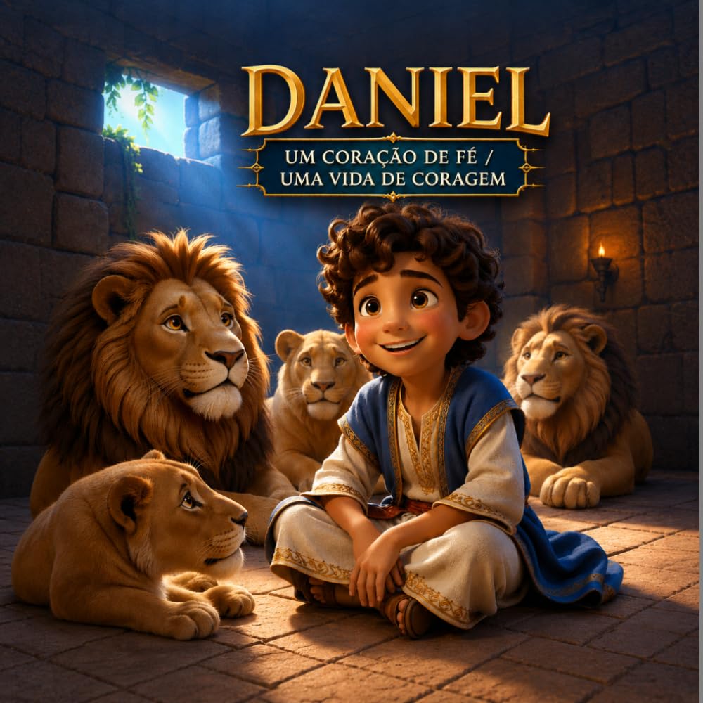 Daniel na Cova dos Leões: Um Coração de Fé, Uma Vida de Coragem: Livro Infantil Ilustrado com Perguntas Interativas para Ler em Família
