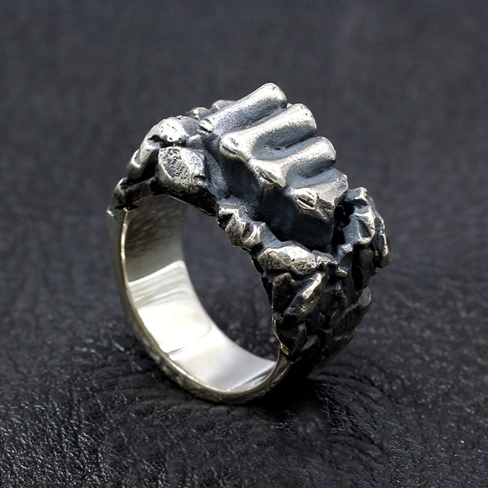 YABEME Herren 925 Sterling Silber Faustring, Vintage Solid Heavy Duty Personalisierte Boxhalle Sportliebhaber Schmuck Geschenk