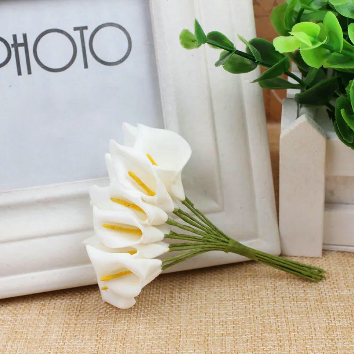 AYHTUD 12/36/72/144pcs Mini Foam Calla Lily Fake Flowers Bouquet Artificial Flowers for Decoration Wedding Decoration Valentine's Day-5-144pcs