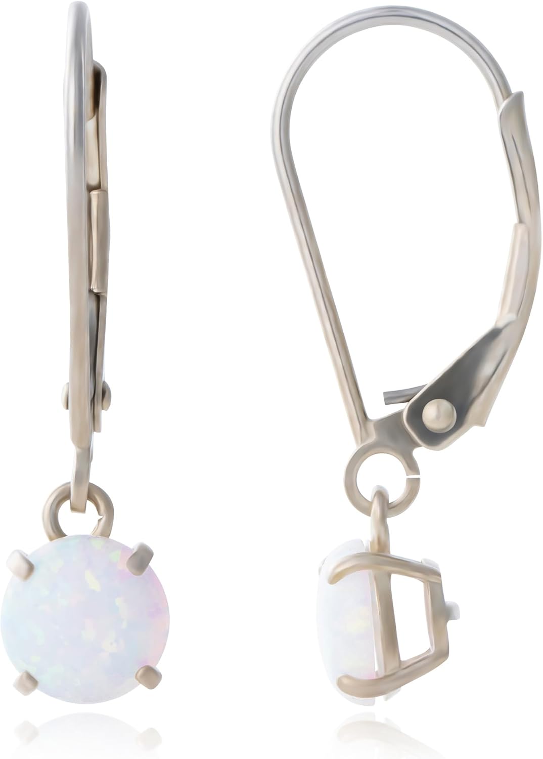 Sterling Silver Opal Dangle Earrings with Leverbacks
