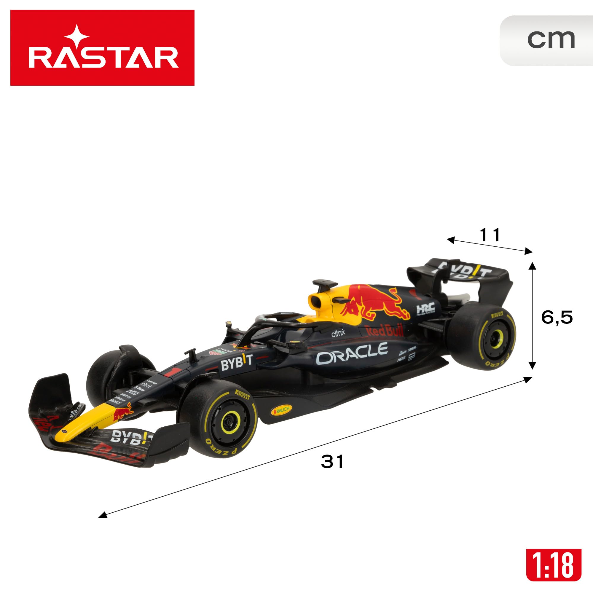 ColorBaby 41287 Rastar F1 Oracle Red Bull Racing RB18 oficjalnie licencjonowany, skala 1:18, Formuła 1, pojazd zdalnie sterowany, częstotliwość 2,4 GHz, 6 kierunków, zabawki zdalnie sterowane
