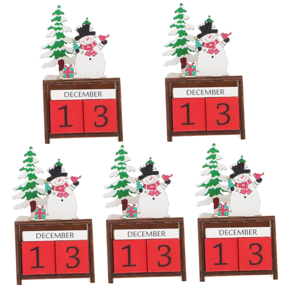 ABOOFAN 5stücke Weihnachtskalender Aus Holz Kreativer Schneemann Adventskalender Für Weihnachten Wiederverwendbar Dekorativ Für Familie Für Festliche Feiern Und Dekorationen