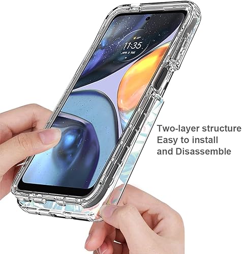 Miniatura 4 de Funda para Moto E32/Moto E32S/Moto G22 XT2231 con protector de pantalla de vidrio templado, suave 360 cuerpo completo, a prueba de golpes, híbrida,