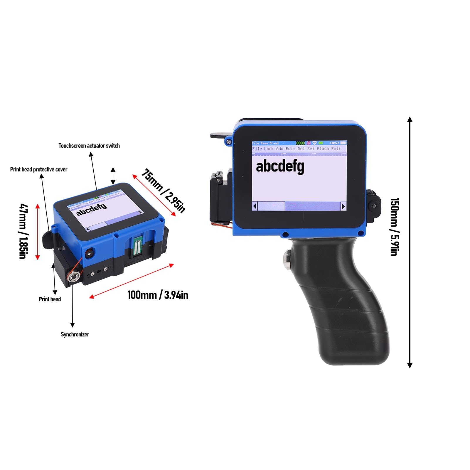 Fafeicy Impresora de Inyección de Tinta Portátil, Codificador LED de Pantalla Táctil Portátil de 4,3 Pulgadas para Texto de Código de Barras de Código QR en Tela de Plástico de Madera, Impresión