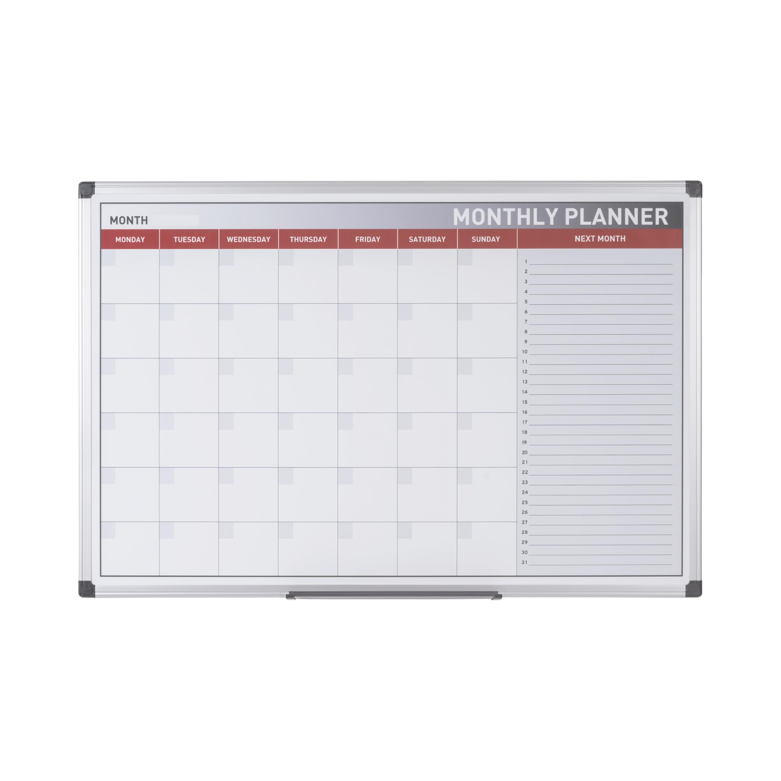 Bi-Office Monatsplaner, Magnetisch, Aluminium Rahmen, 90x60cm