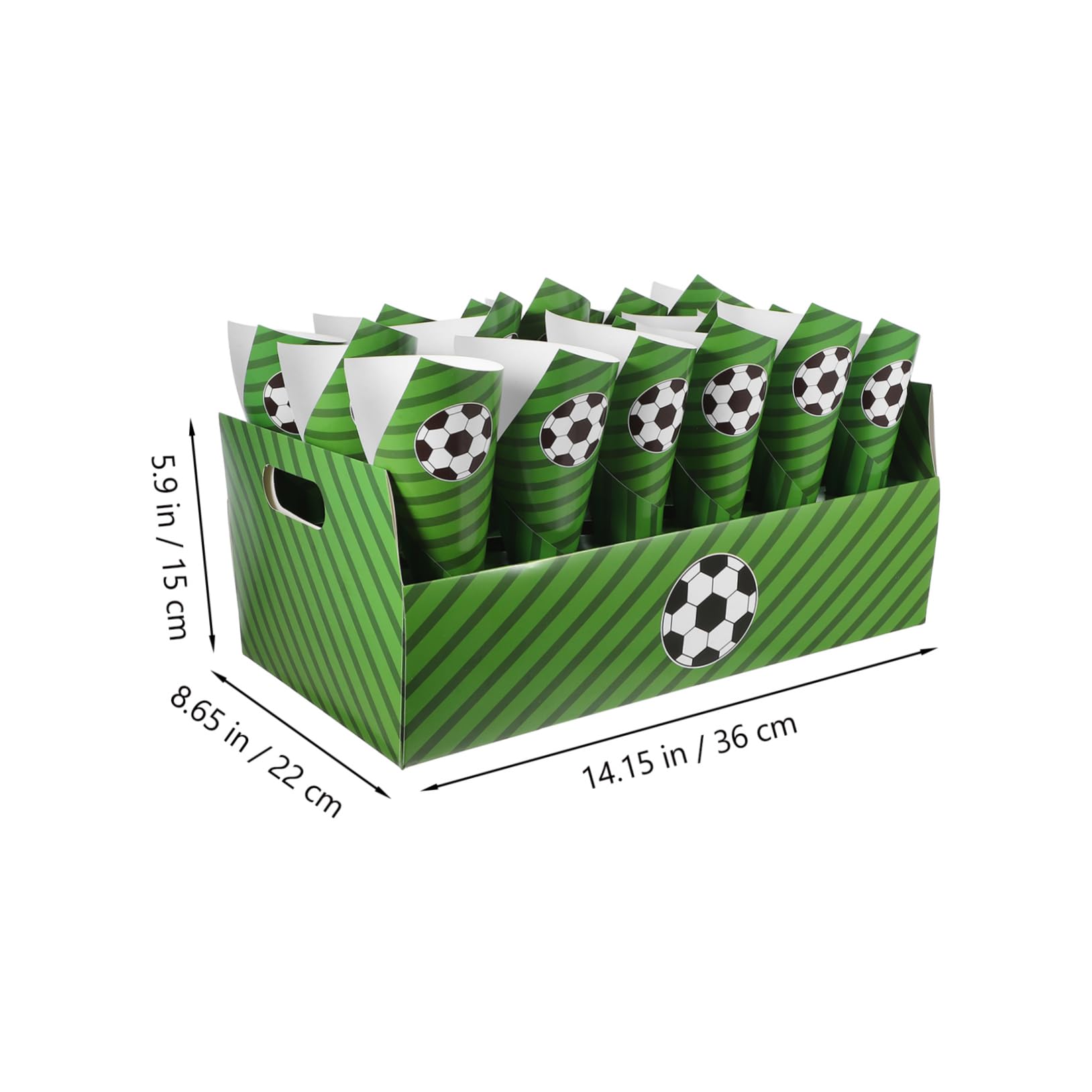 KICHOUSE 30pcs Soccer Theme Snack Cones Paper Popcorn and Charcuterie Holders for Sports Events Birthdays and Celebrations Fun and User-Friendly Design for Quick Serving