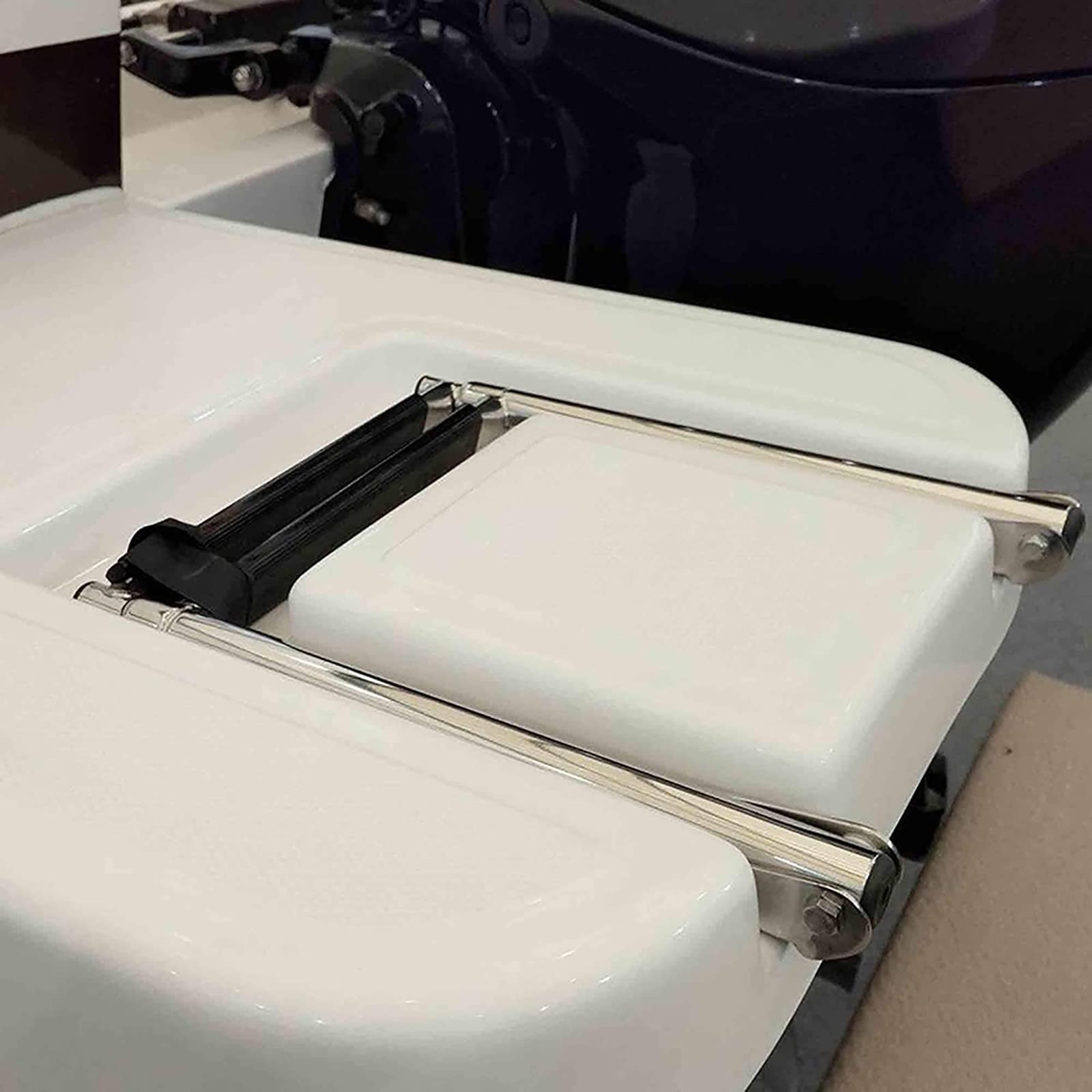 Scala per Barche A Pontone A 2 Gradini, Yacht Telescopici Pieghevoli per Pontili con Gradino Antiscivolo, Acciaio Inossidabile Marino