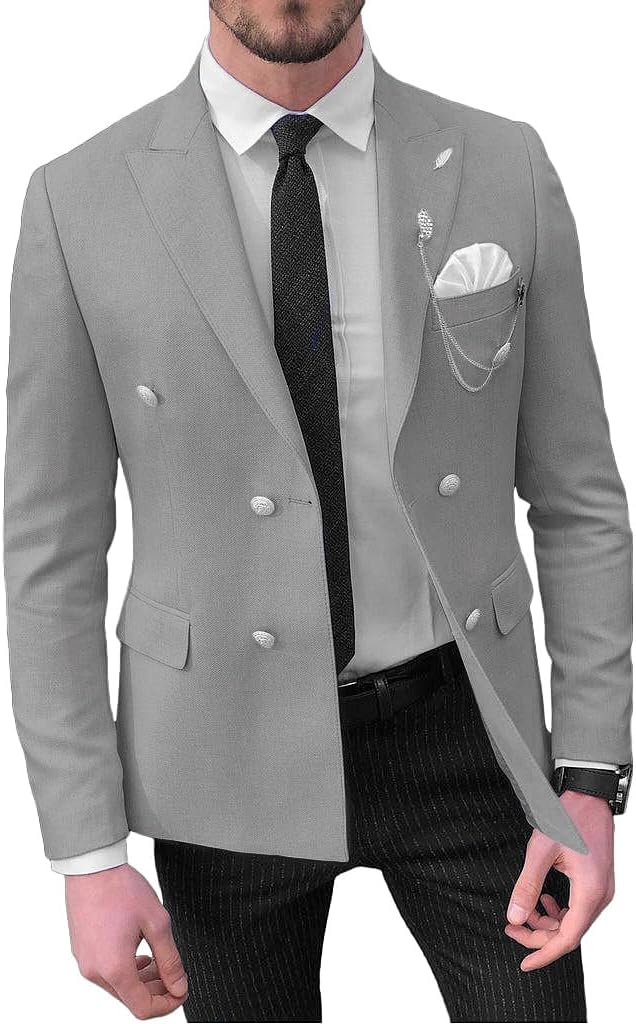 Mens Double Breasted Blazer Jacket for Men Slim Fit Casual Sports Coats for Men Regular Fit Business Wedding Dinner