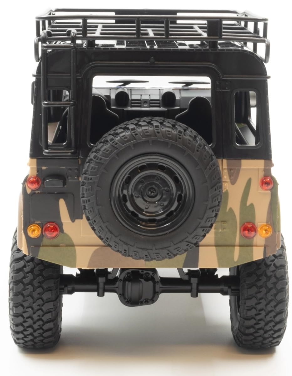 Coche teledirigido resistente 1:12 – Land Rover Trail V2 RC Coche 4WD para exteriores con 2 baterías, luz LED, caja de engranajes metálicos, vehículo todoterreno, coche teledirigido a