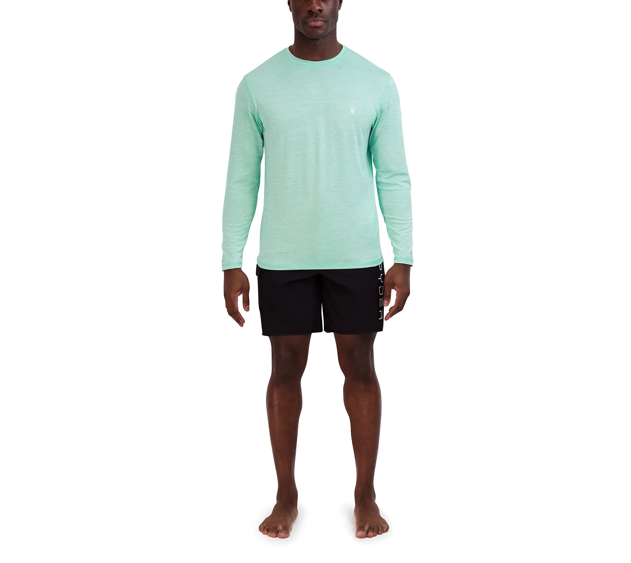 Spyder Quick Dry UPF Rashguard Lightweight Long Sleeve Solid Heather Hybrid Swim Shirt Maglietta Rash Guard Uomo