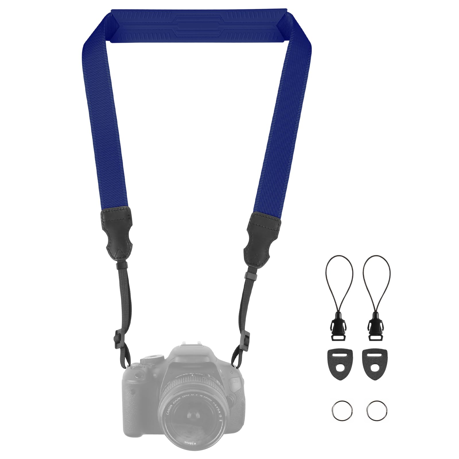 FIEIL Neck Strap Silicone Camera Straps - Padded Camera Strap, 1.5" Wide Adjustable Nylon Shoulder Strap - Compatible with Canon, Nikon, Sony, and More DSLR and Mirrorless (Prussian Blue)