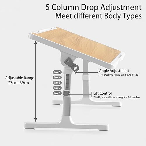 Miniatura 9 de Escritorio para computadora portátil para cama, mesa de cama ajustable con puerto de carga USB, mesa plegable para laptop con cajón de