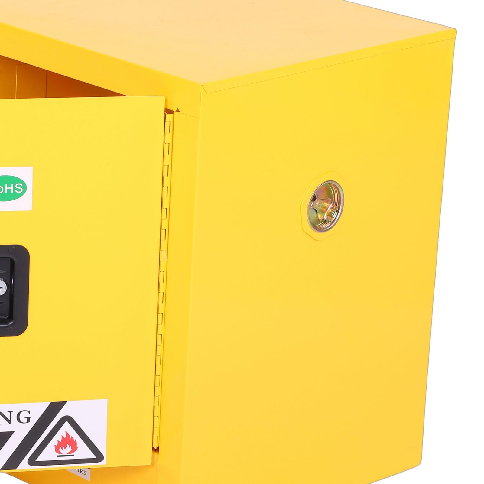 SIXRUN Gabinete de Almacenamiento Inflamable Gabinete de Seguridad de Acero 22 X 16,9 X 16,9 Pulgadas Bandeja de Fugas de Cuerpo Completamente Soldada con Ventilación de Bloqueo para Taller