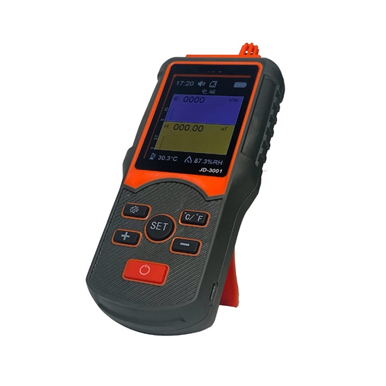 Czytnik EMF Urządzenie pomiarowe Counter Geiger Elektromagnetyczne Wykrywacz promieniowania Temperatura/Wilgotność z funkcją eksportu danych JD-3001