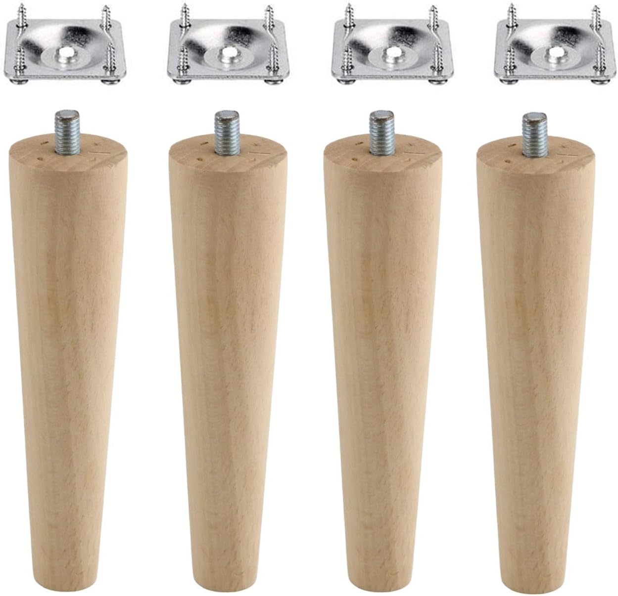 Badem10 Ahşap Mobilya Koltuk Kanepe Sehpa Masa Ayağı Ayakları M8 Civatalı 15 cm + Bağlantı Aparatlı 8'li Set