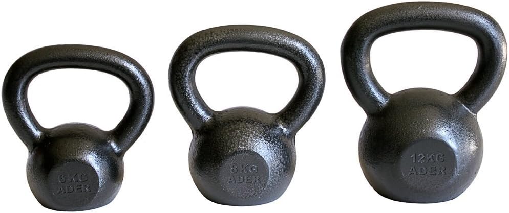 Ader Premier Kettlebell Set- 6, 8, 12kg (13lb, 18lb, 26lb) Free DVD and Gym Chalk