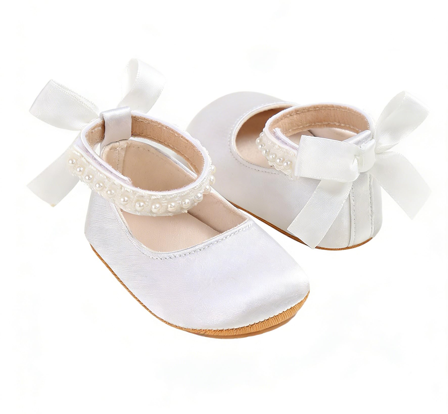 Mary Jane - Scarpe da bambino con fiocco e perla, per bambine da 0 a 18 mesi