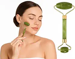 Massageador Facial Rolo de Jade Pedra Natural Anti Rugas e Anti Estresse Skincare Relaxante Reduz Inchaço, Olheiras e Linhas de Expressão