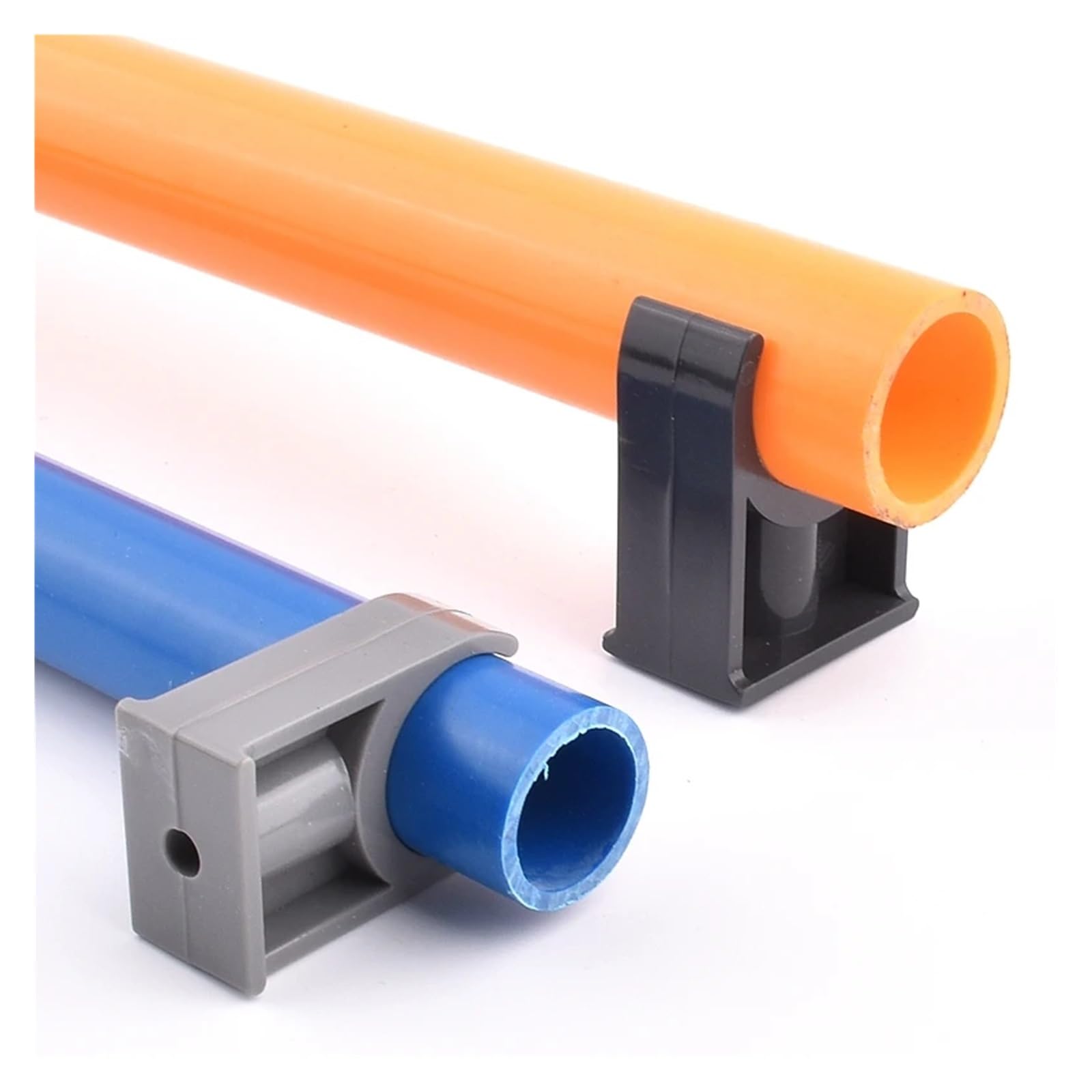 Plastikowe klipsy do węży 10 szt. 20~63mm zacisk rurowy PVC szary/biały/niebieski plastikowy zacisk w kształcie litery U uchwyt na rurę ogrodową do wody(Light Color,50mm)