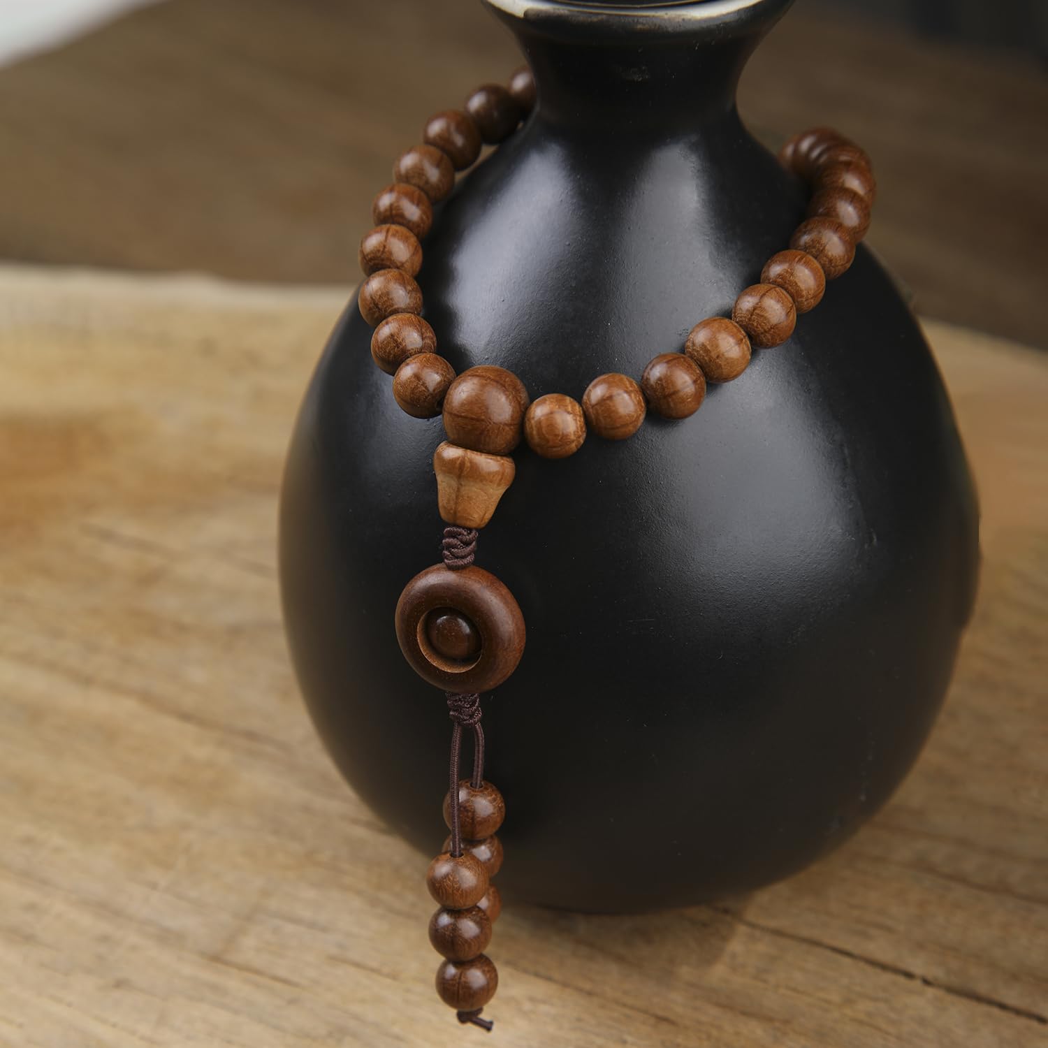 FAZOVIN 108 Perlen 10mm Mala Perlen Armband für Männer Wutai Berg Naturholz Meditation Gebetskette, 36 inches, Holz, Kein Edelstein
