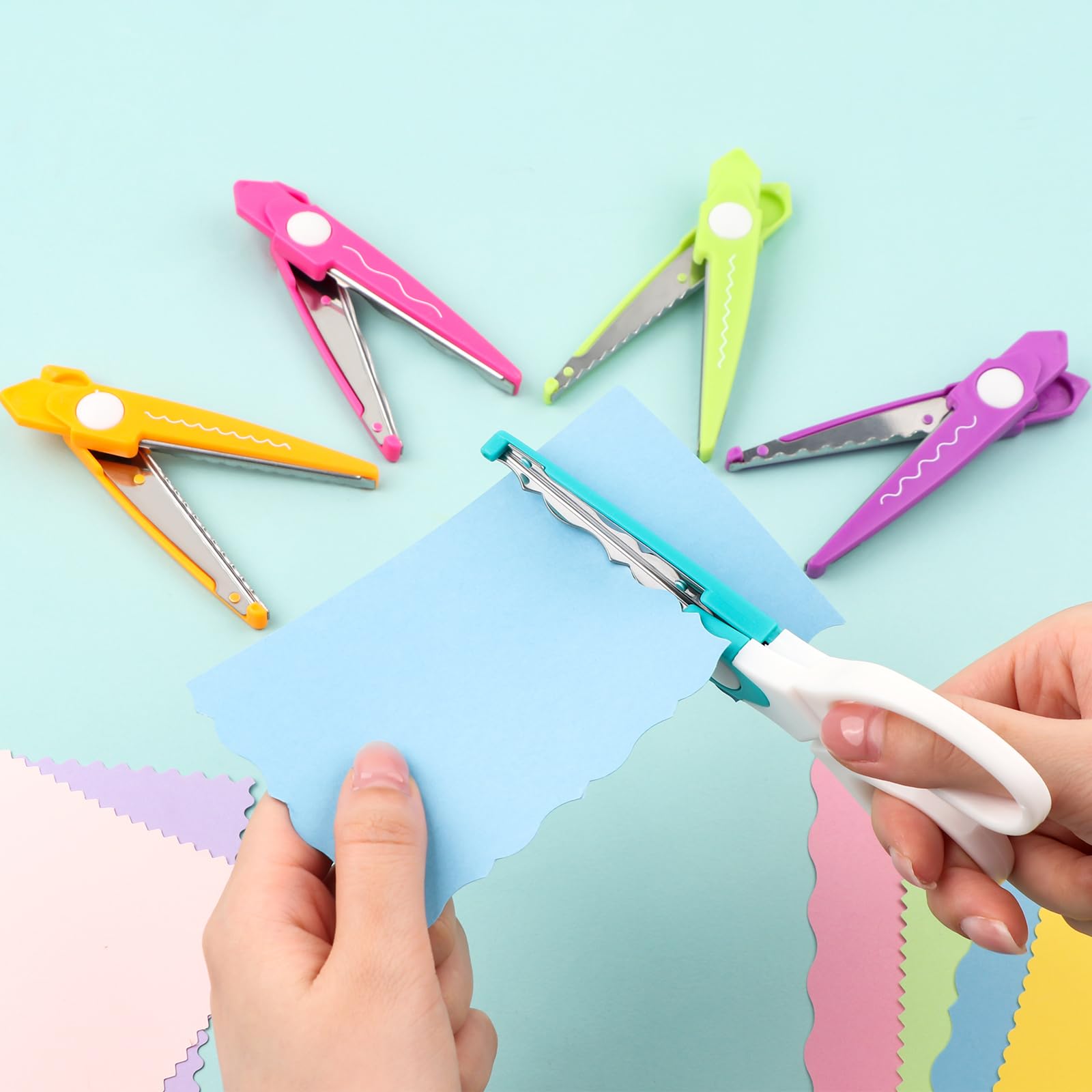 Paper Punch Set 7-Piece Craft Scissors Set With 5 Decorative Edges