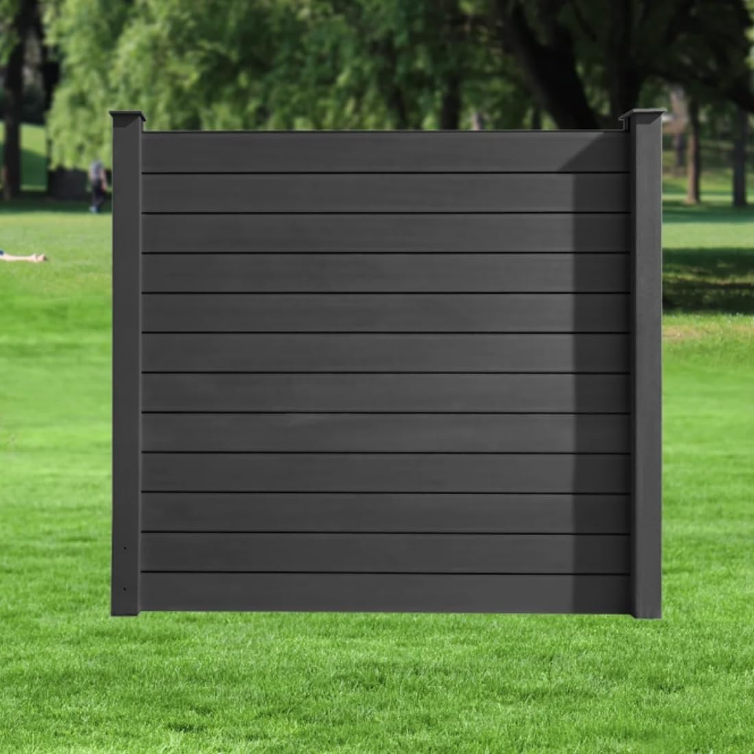 HORI Sichtschutzzaun Schmal & Schräg Element - WPC Gartenzaun - Robuster Lamellenzaun Grau - Langlebiger Sichtschutzzaun für Terrasse & Garten - Modernes Design für mehr Privatsphäre - 180 x 180 cm -