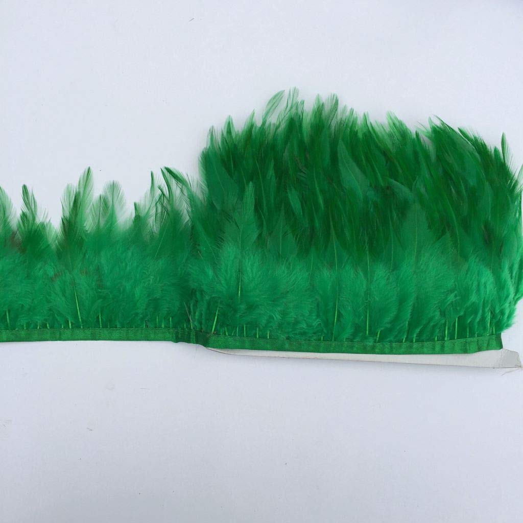Shekyeon 2yards Rooster Hackle Feather Trim Fringe for DIY Clothing Craft Dress Decoration(Dark Green) - Image 3