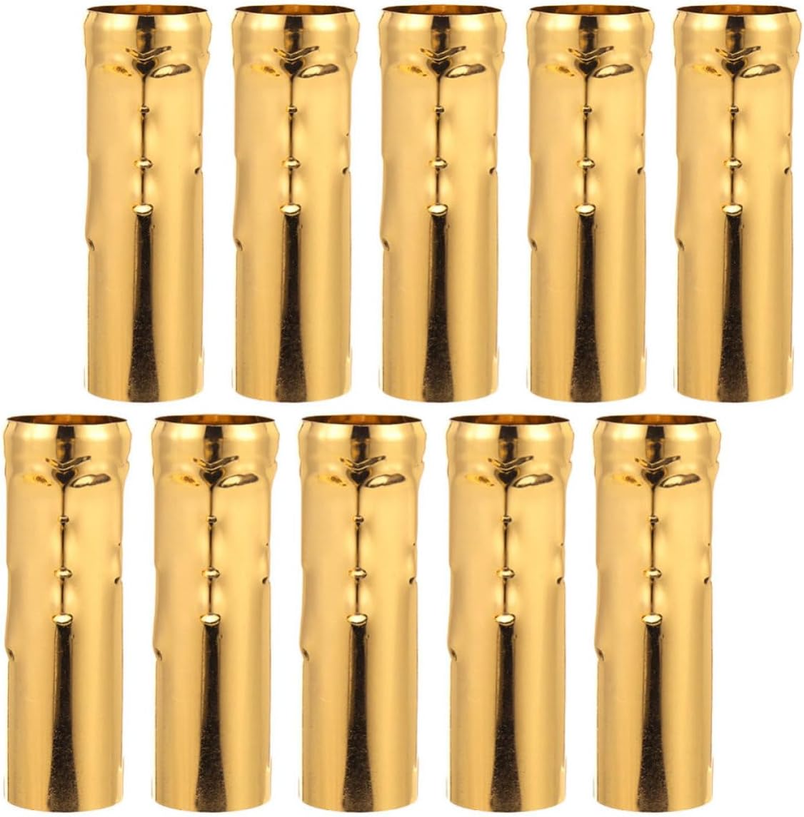Luxshiny 10pcs E14 Base Candle Cover Sleeves for Chandeliers, Iron Material with Elegant European Design, DIY Lighting Accessories for Home Use, Quick and Easy Installation, Golden Color