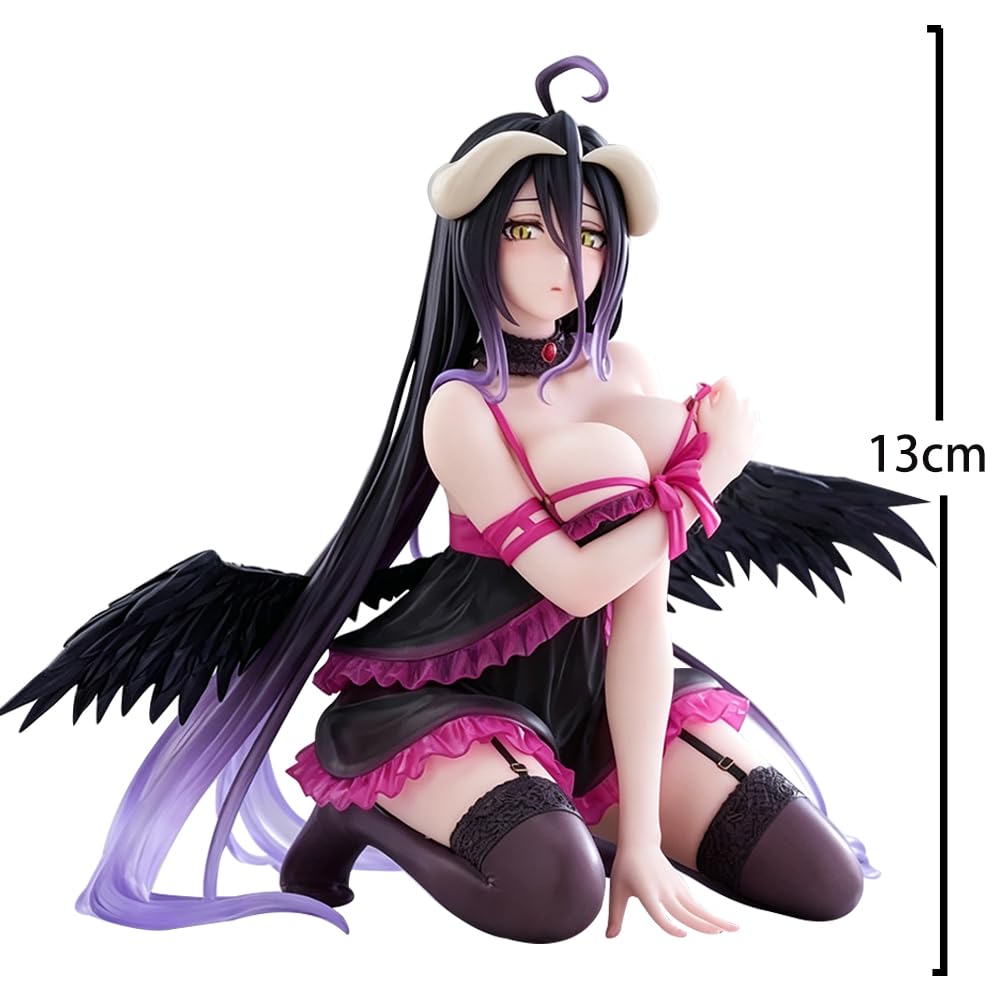 Figurine Albedo d'anime Albedo - Position agenouillée - Style pyjama - En PVC - Figurine manga Girl - 13 cm - Modèle de décoration de bureau à collectionner