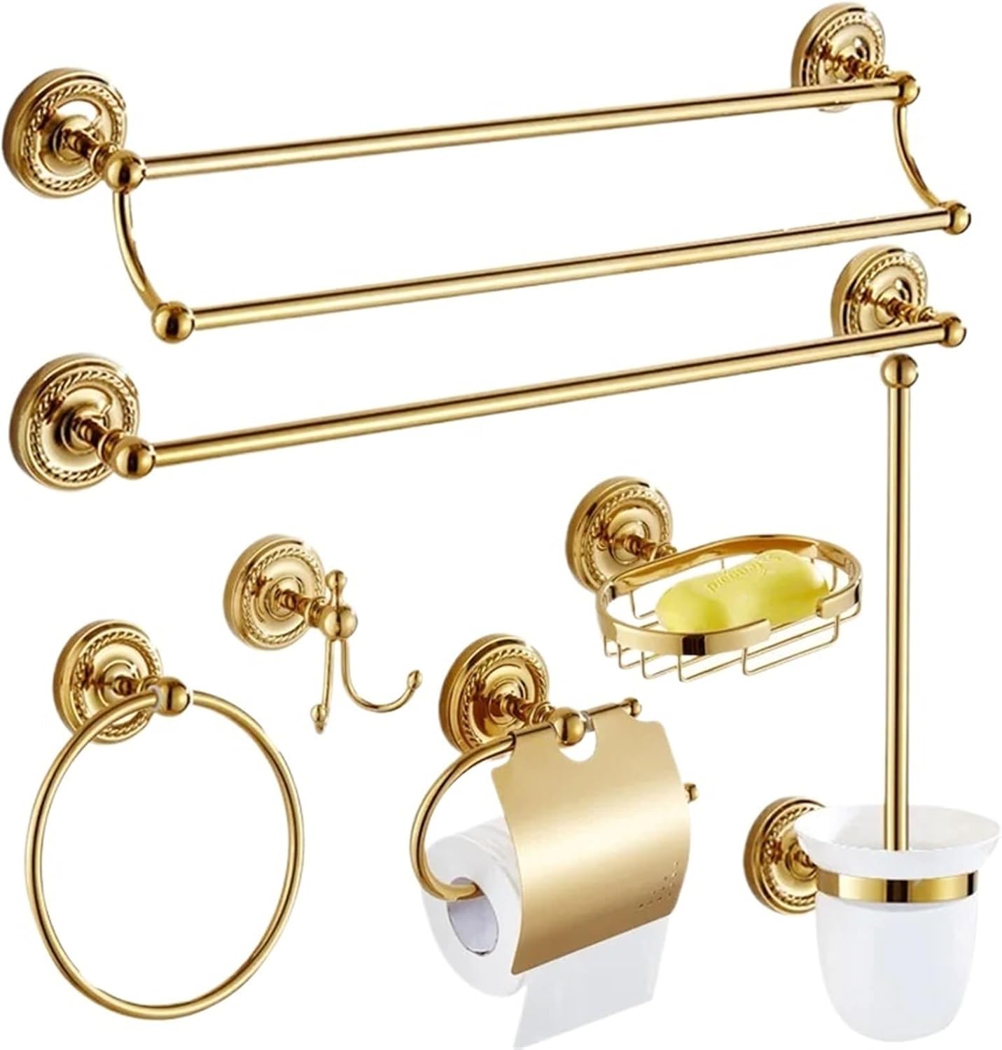 Sold Brass Bathroom Accessories Set,Robe Hook,Paper Holder,Towel Bar, Ring,Bathroom Sets, Gold Rack HT-810900-T(Paper Holder c)