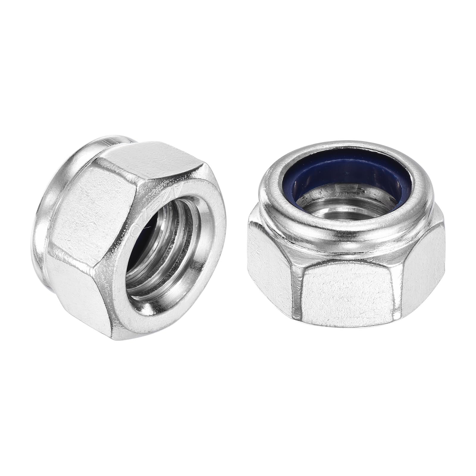 uxcell 25Pcs M18 x 2.5 Nylon Insert Hex Lock Nuts, 304 Stainless Steel Self-Locking Nylon Insert Stop Nut for Industrial Construction Fasteners,