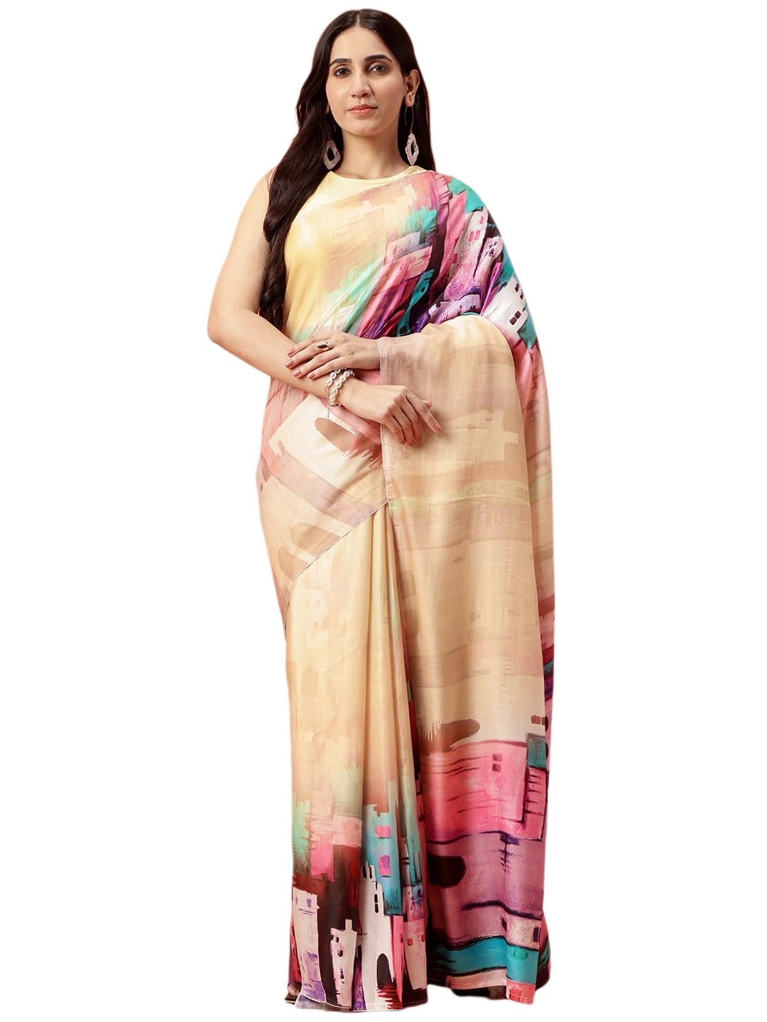 navyasa by liva navyasa cream liva satin abstract print saree-picture-16