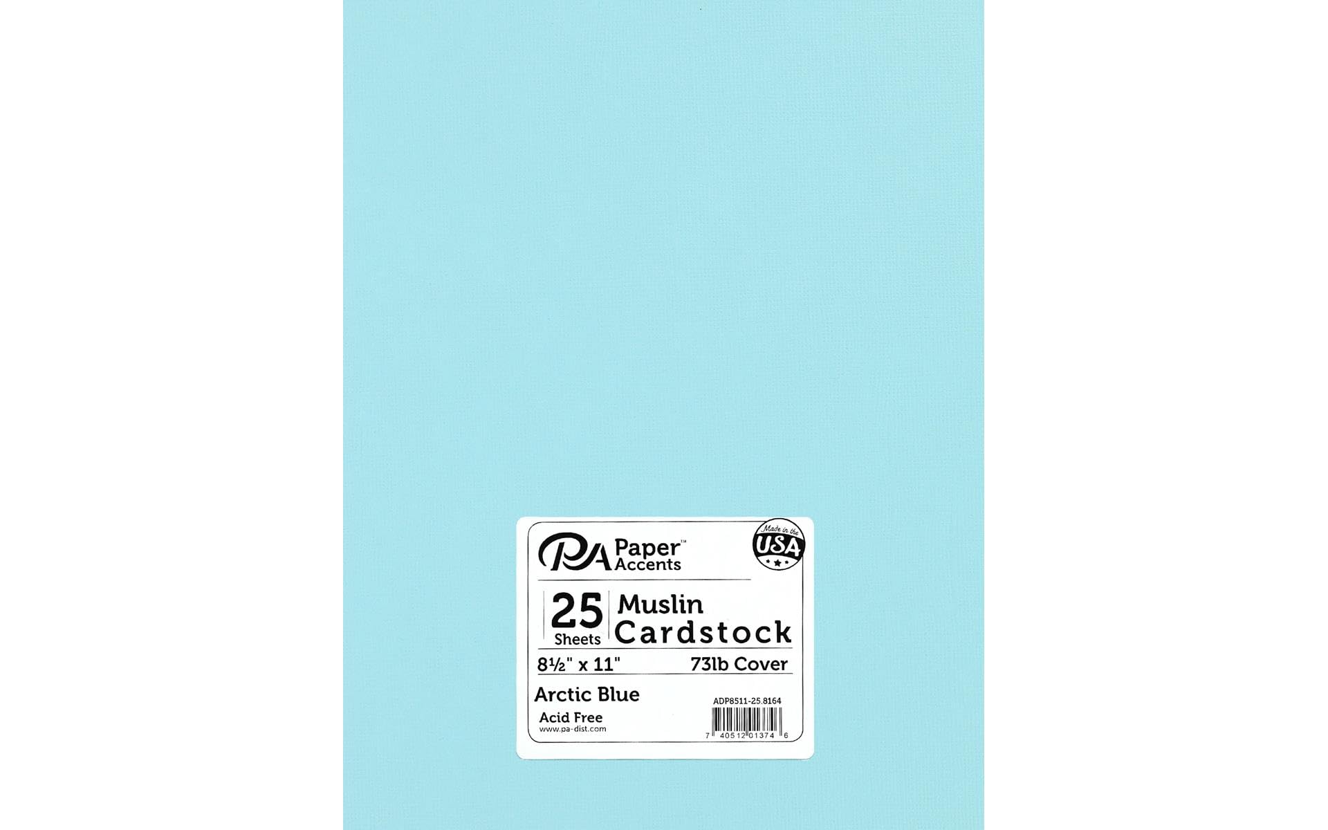 PA Paper Accents Muslin Cardstock 8.5" x 11" Arctic Blue, 73lb colored cardstock paper for card making, scrapbooking, printing, quilling and crafts,