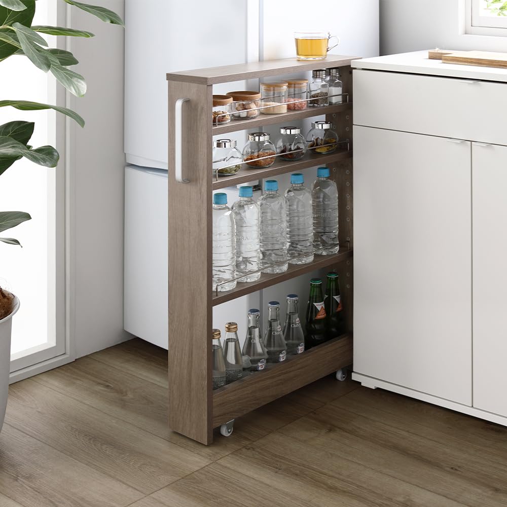 Amazon.co.jp: RASIK 隙間収納 キッチンワゴン スリム ラック ロー