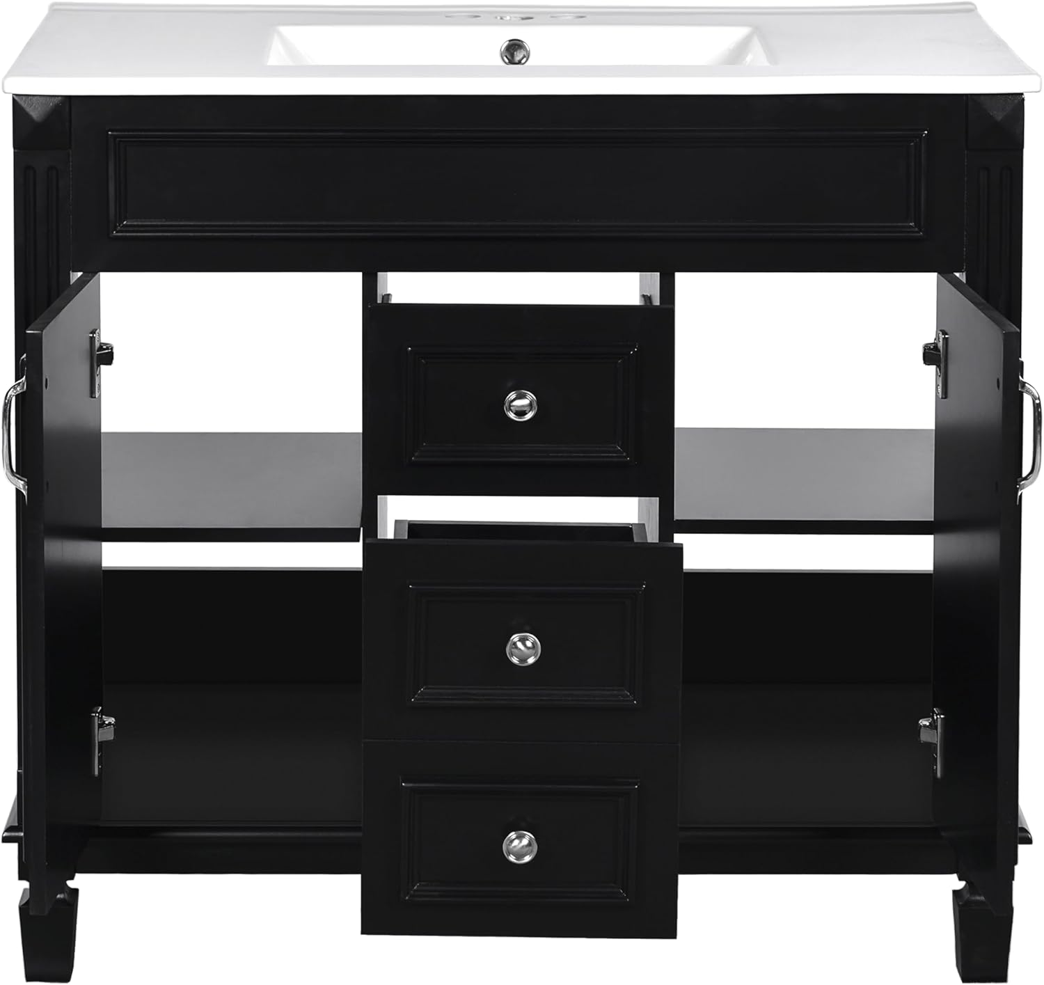 36" Bathroom Vanity with Sink Combo, Modern Wood Freestanding Storage Cabinet Set W/2 Soft Closing Doors and 2 Drawers
