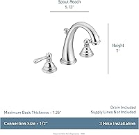 Vista 6 de Moen T6125 Kingsley llave para baño de arco alto y dos mangos, T6125WR