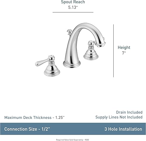 Miniatura 4 de Moen T6125 Kingsley llave para baño de arco alto y dos mangos, T6125BN