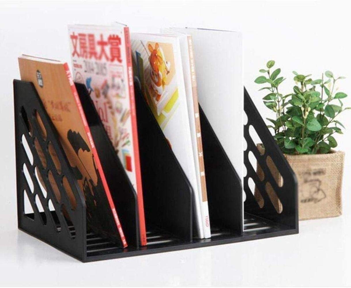 Scaffale per Documenti, Libri per Famiglie Forniture per Scrivania da Ufficio Portadocumenti a Tre Fusti Vassoio Multistrato Cesto Portaoetti Scaffale Dati,Nero