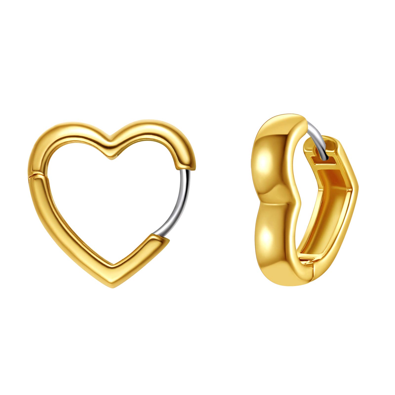 FindChicPendientes Aros de Estrella/Corazon/Cuadrado/Erizo para Hombres Mujeres, Pendientes Pequeños con Aguja de Plata de Ley (con Caja de Regalo)