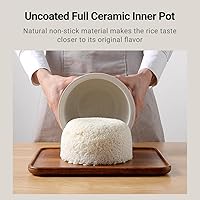 Vista 2 de Joydeem Ceramic Rice Cooker FD20S-W, 4 Cups Uncooked Rice Cookers with Pure Ceramic Inner Pot, 24h Dealy Start, 2L, White